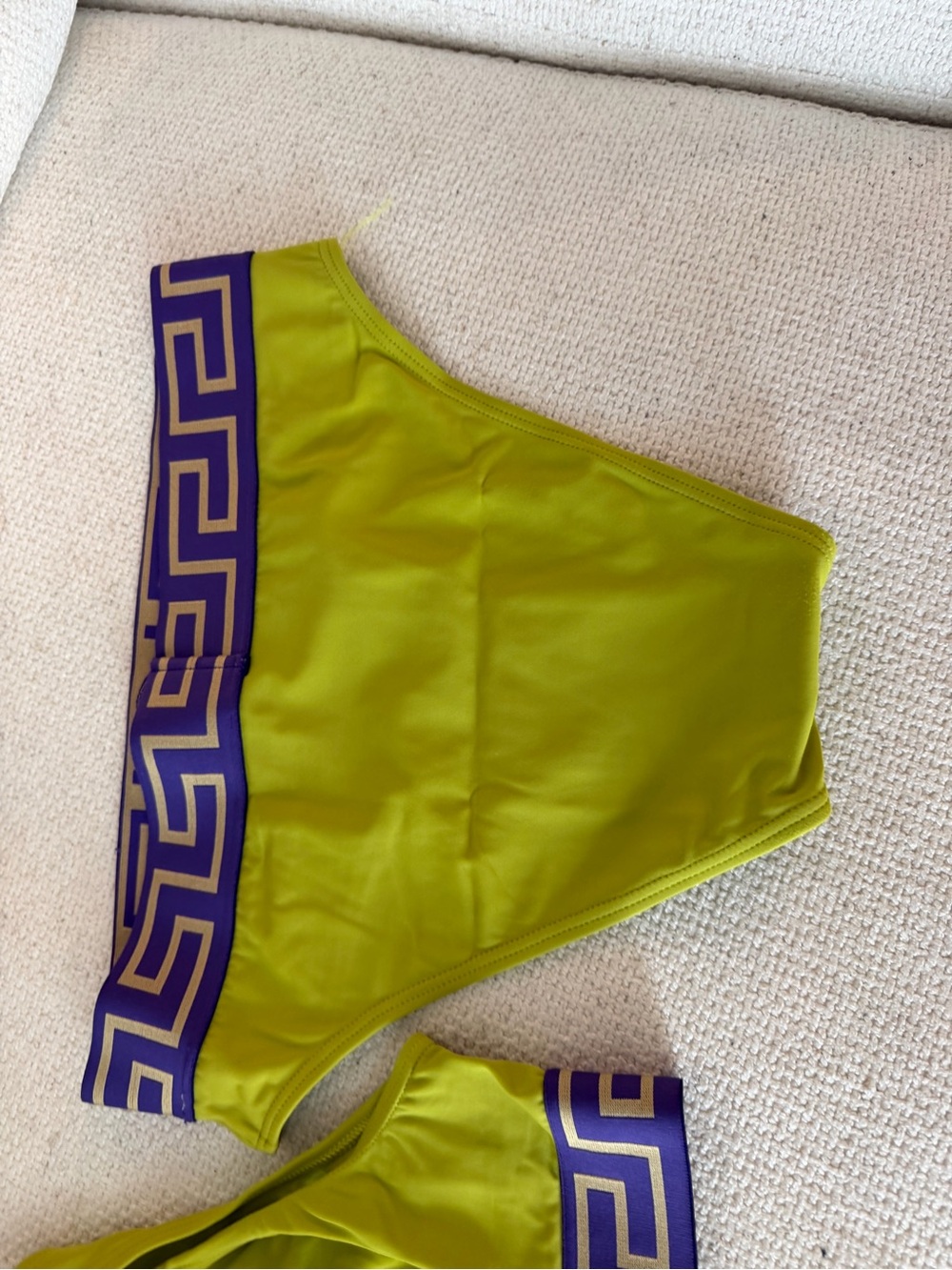 Versace Olive Green & Purple Logo Band Two-Piece Swim Sett - Picture 5 of 7